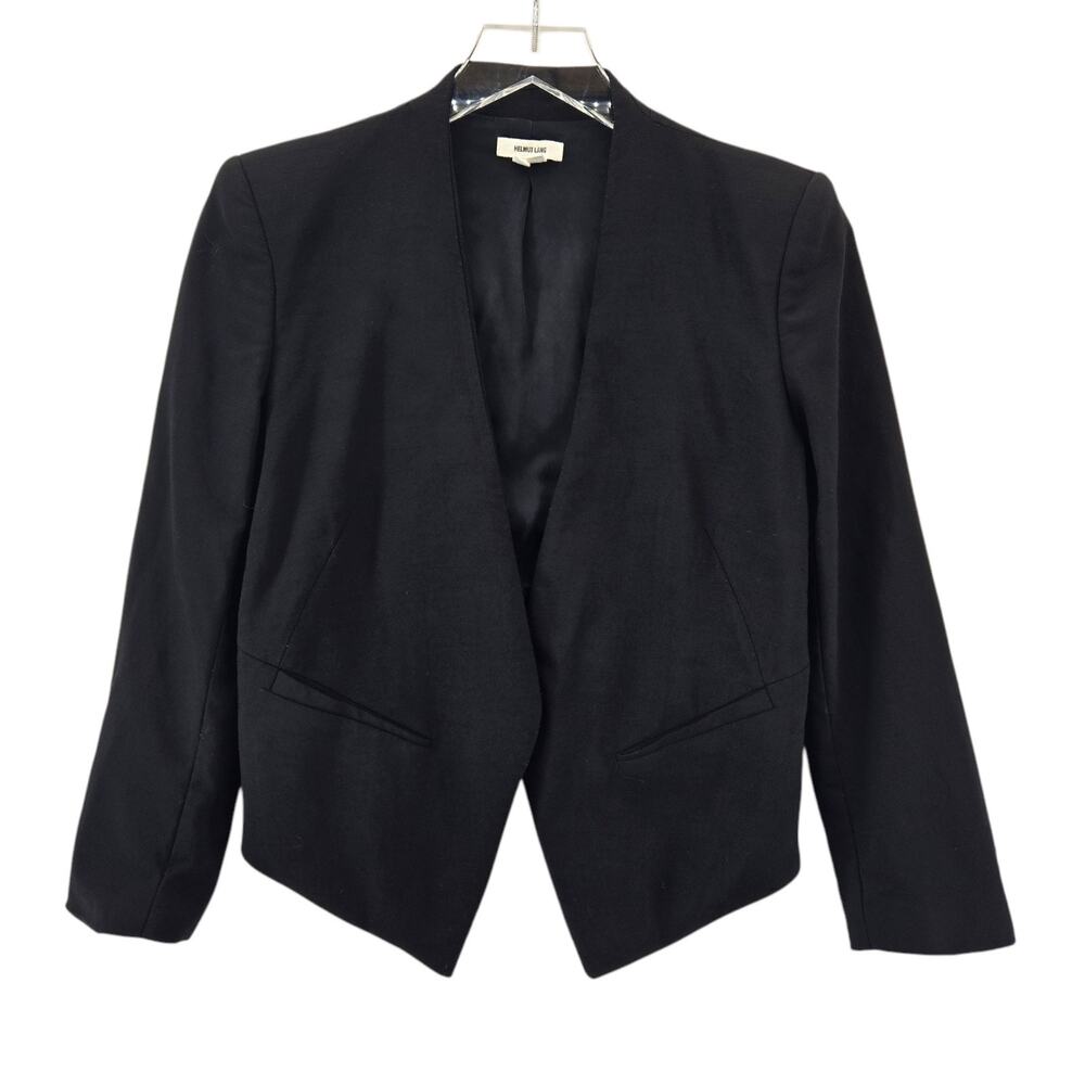 Helmut Lang Cropped Blazer Jacket Womens 4 Black Wool Avant Gard Designer USA‎